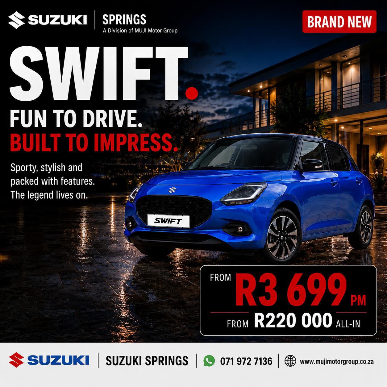 SWIFT. FUN TO DRIVE, BUILT TO IMPRESS image from MUJI Suzuki
